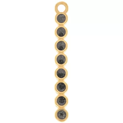 Colgante barra 32x4 mm con resina epoxi - Dorado con oro fino - Purpurina negra x1