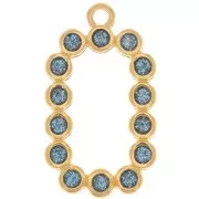 Colgante rectángulo 26x15 mm con resina epoxi - Dorado con oro fino - Purpurina azul