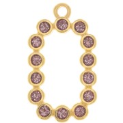 Colgante rectángulo 26x15 mm con resina epoxi - Dorado con oro fino - Purpurina violeta