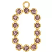 Colgante rectángulo 26x15 mm con resina epoxi - Dorado con oro fino - Purpurina violeta