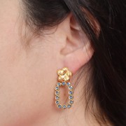 Colgante rectángulo 26x15mm con resina epoxi - Dorado con oro fino - Plata con purpurina