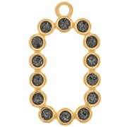 Colgante rectángulo 26x15 mm con resina epoxi - Dorado con oro fino - Purpurina negra|raw }}