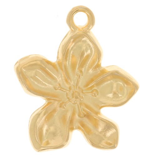 Colgante flor 18x15 mm - Dorado con oro fino x1