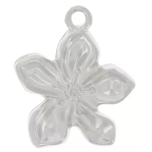 Colgante flor 18x15 mm - Plateado fino x1