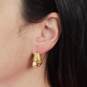 Semi-agujeros abiertos anchos de 21,5 mm con efecto plisado - Acero inoxidable 316L dorado x2