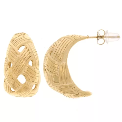 Semi-agujeros anchos abiertos 21 mm efecto trenzado - Acero inoxidable 316L Dorado x2