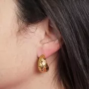 Semi-agujeros anchos abiertos 21 mm efecto trenzado - Acero inoxidable 316L Dorado x2