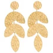 Pendientes hoja 58x24 mm - Acero inoxidable 316L dorado x2