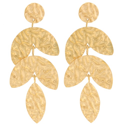 Pendientes hoja 58x24 mm - Acero inoxidable 316L dorado x2