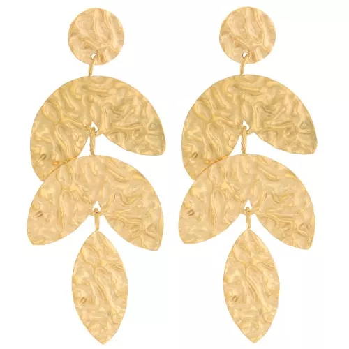 Pendientes hoja 58x24 mm - Acero inoxidable 316L dorado x2