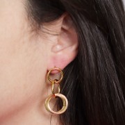 Pendientes multiaros 39x18 mm - Acero inoxidable dorado 304L x2