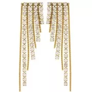 Pendientes de flecos asimétricos 79x17mm con strass Acero inoxidable 304L doradox2