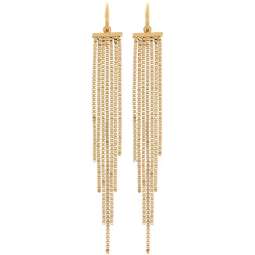 Pendientes de aro con colgante de flecos 85 mm - Acero inoxidable 304L Dorado x2