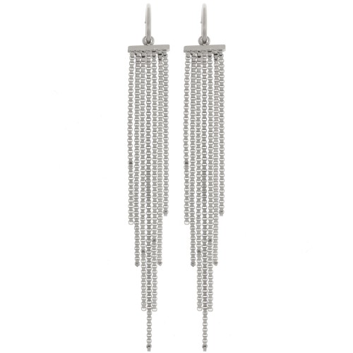 Pendientes de aro con colgante de flecos 85 mm - acero inoxidable 304L x2
