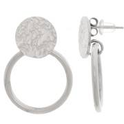 Pendientes redondos martillados con aro hueco 27x20mm - Acero inoxidable 304L x2|raw }}