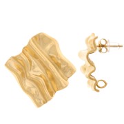 Pendientes de diamantes efecto plisado 27x26 mm - Acero inoxidable dorado 304L x2
