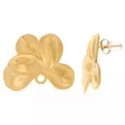 Pendientes flor 24x30 mm con anilla cerrada - Acero inoxidable dorado 304L x2