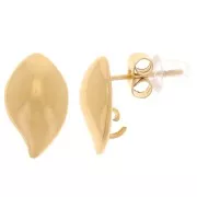 Pendientes de chapa 13x8 mm con anilla abierta - Acero inoxidable dorado 304L x2