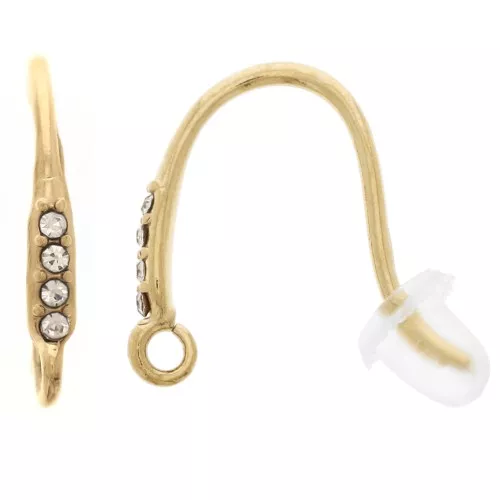 Pendientes de diseño 14 mm óxido de circonio - Acero inoxidable 304L Dorado x2