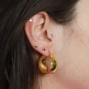 Pendientes de aro ancho 26 mm - Acero inoxidable 304L Dorado x2