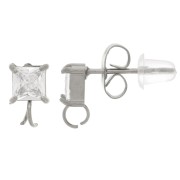 Pendientes cuadrados de óxido de circonio 8x5 mm - Acero inoxidable 304L x2