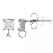 Pendientes cuadrados de óxido de circonio 8x5 mm - Acero inoxidable 304L x2