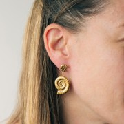 Pendientes de concha 15x11 mm - anilla abierta - acero inoxidable 304L x2