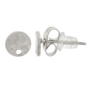 Pendientes redondos martillados de 6 mm con un agujero - acero inoxidable 304L x2|raw }}