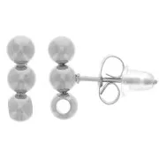 Pendientes 3 bolas 12x4 mm con agujero - Acero inoxidable 304L x2