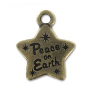 Dije estrella Peace on Earth 19 mm bronce x1|raw }}