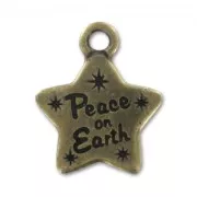 Dije estrella Peace on Earth 19 mm bronce x1