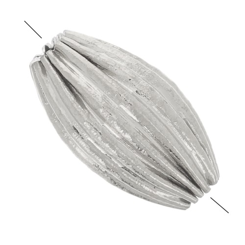 Cuenta de aceituna acanalada 10x6 mm - acero inoxidable 304L x1