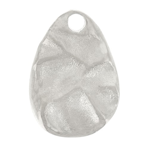 Colgante gota irregular martillada 10x7 mm - acero inoxidable 316L x1