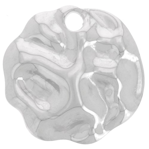 Colgante redondo irregular martillado 19 mm - acero inoxidable 304L x1