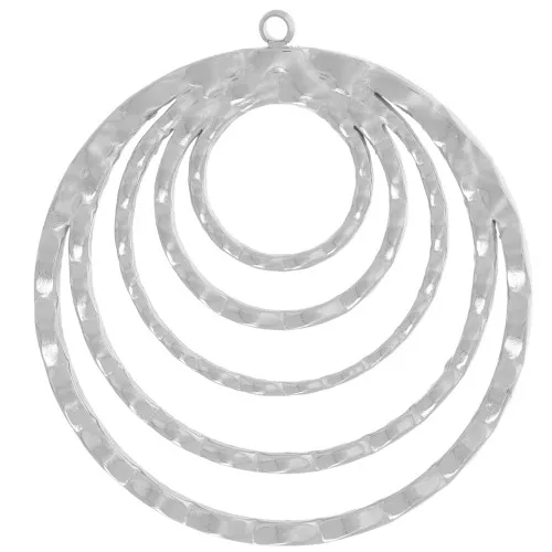 Círculos calados texturados 33 mm colgantes - acero inoxidable 304L x2