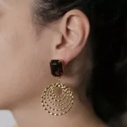 Círculos calados texturados 33 mm colgantes - acero inoxidable 304L x2