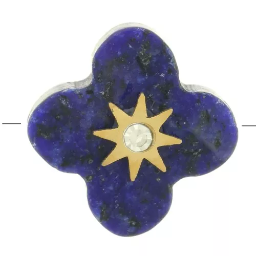 Cuenta trébol facetada 12 mm gema tintada y óxido de circonio - Lapis lázuli