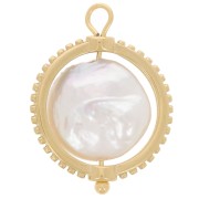 Colgante reversible de 17 mm con perla de agua dulce - Acero inoxidable 304L Dorado x1