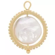 Colgante reversible de 17 mm con perla de agua dulce - Acero inoxidable 304L Dorado x1
