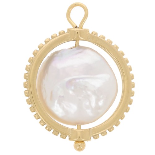 Colgante reversible de 17 mm con perla de agua dulce - Acero inoxidable 304L Dorado x1