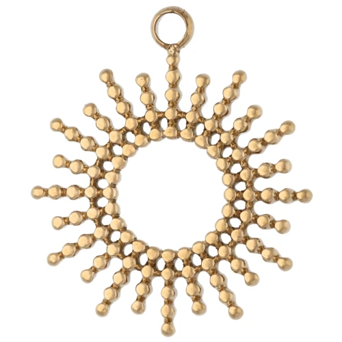 Colgante sol con bolitas 15 mm - Acero inoxidable 304L Dorado x1