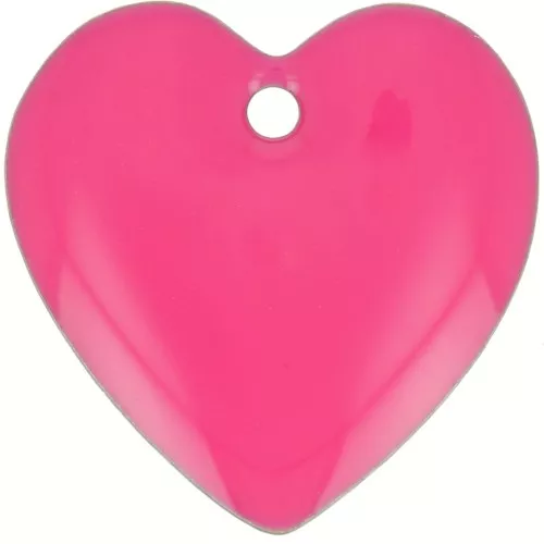 Corazones de metal y resina epoxi 15 mm - Rosa fluorescente x4