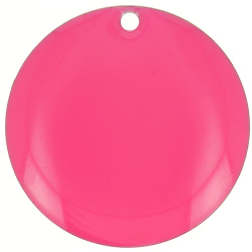 Lentejuelas redondas de metal y resina epoxi 20 mm - Rosa fluorescente x5