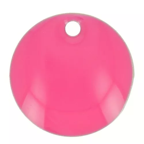 Lentejuelas redondas de metal y resina epoxi 10 mm - Rosa fluorescente x10