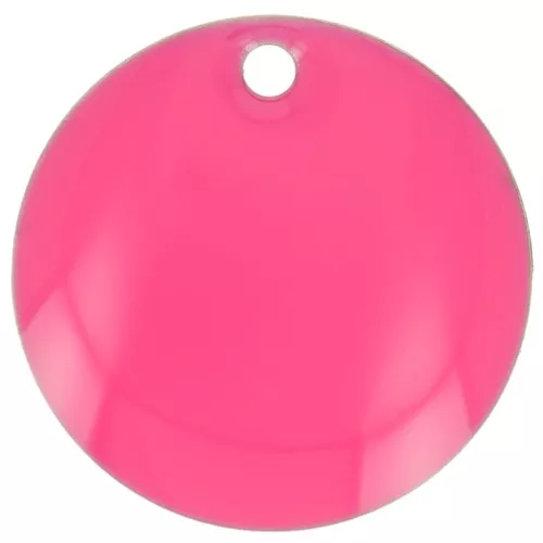Lentejuelas redondas de metal y resina epoxi 12 mm - Rosa fluorescente x8