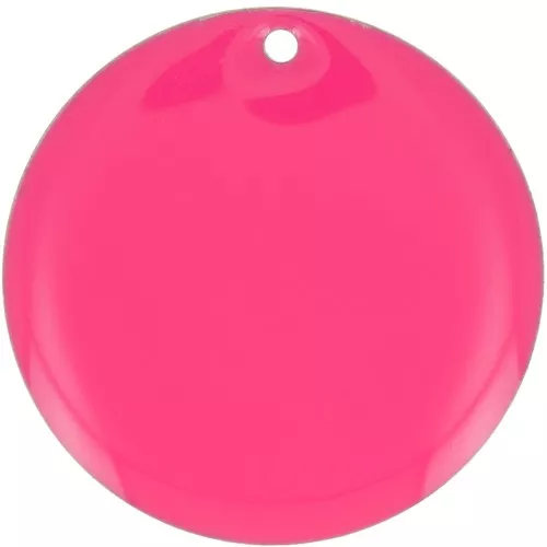 Lentejuela redonda de metal y resina epoxi 25 mm - Rosa fluorescente x1