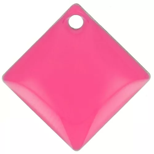 Lentejuelas cuadradas de metal y resina epoxi 16x16 mm - Rosa fluorescente x8