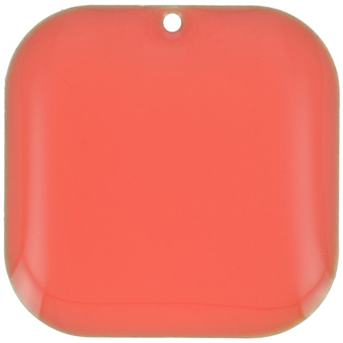 Lentejuela cuadrada redondeada de metal y resina epoxi 22 mm - Coral rosa x1