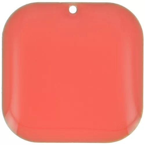Lentejuela cuadrada redondeada de metal y resina epoxi 22 mm - Coral rosa x1