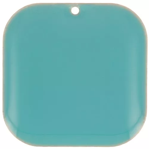 Lentejuela cuadrada redondeada de metal y resina epoxi 22 mm - Turquesa x1